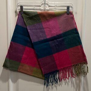 Cashmere Scarf, colorful blocks, 64 inches long, 11 inches wide